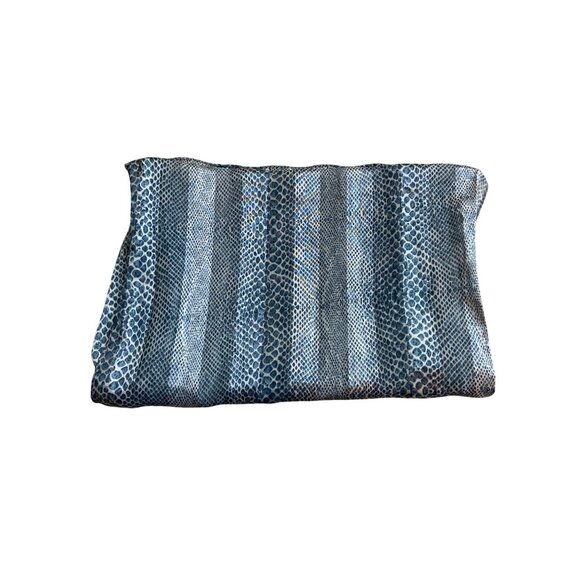 Womens Rectangle Scarf Blue Snake Print Lightweight Sheer Mob Wife - Picture 3 of 6